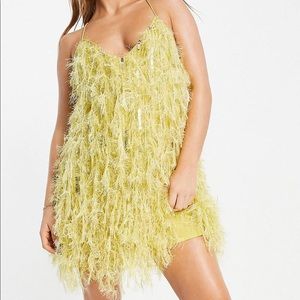COPY - ASOS faux feather and sequin plunge back dress